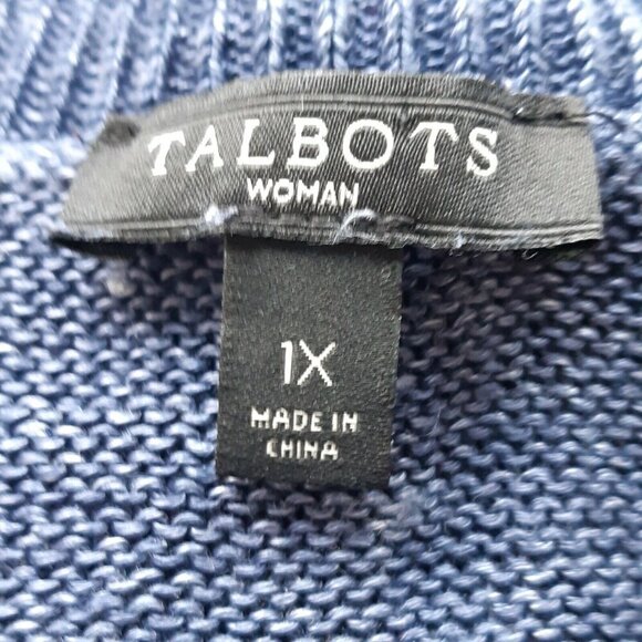 Talbots Linen Sweater Womens Plus Size 1X Blue Light Knit Top Coastal Lagenlook - Picture 3 of 4